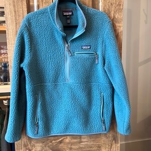 Half zip blue Patagonia fleece sweater